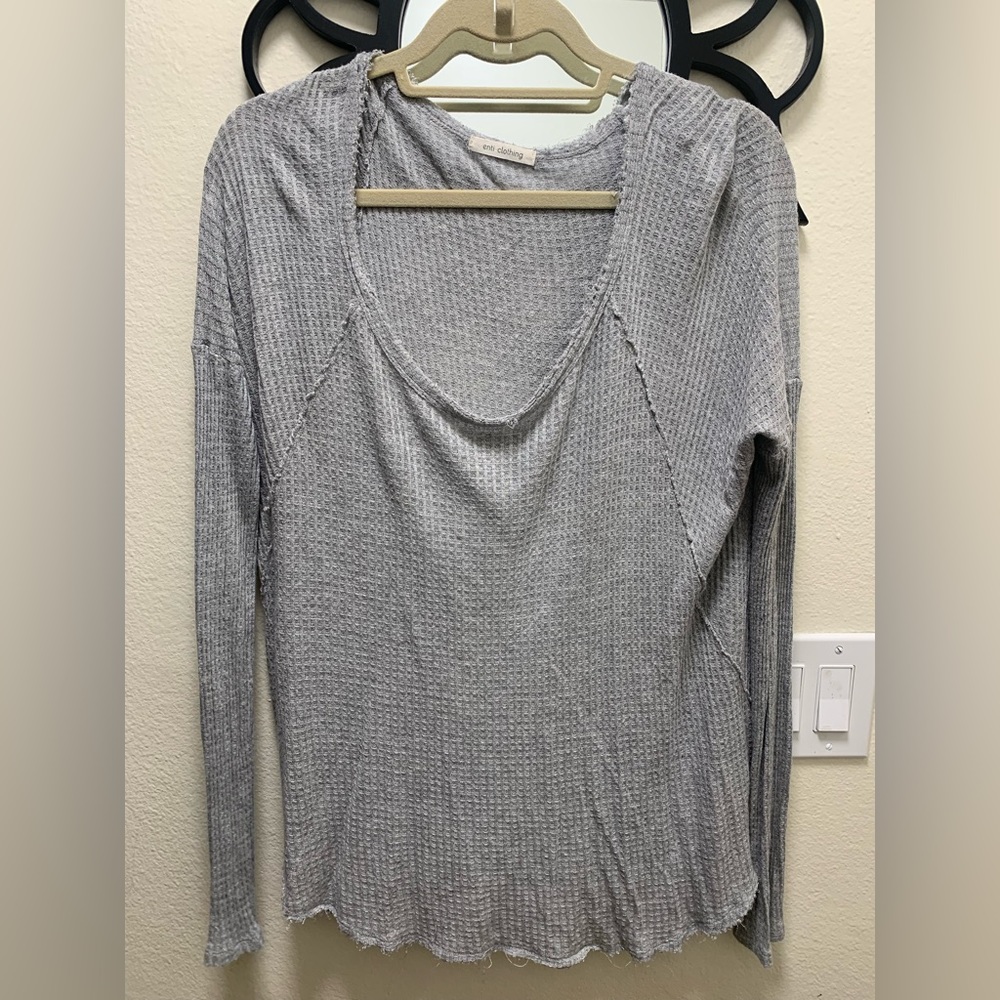 Grey waffle knit top